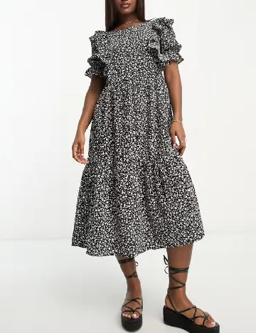 Rochie medie Monki, negru/alb