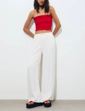 Pantaloni Pull&Bear, alb Alb