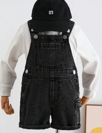 Salopeta Shein Kids, negru Negru