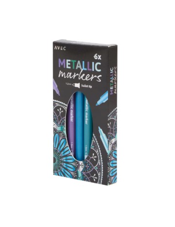 Set markere 6 bucati AVEC, mix culori