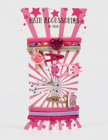Set clame de par 10 bucati Little Concepts, roz