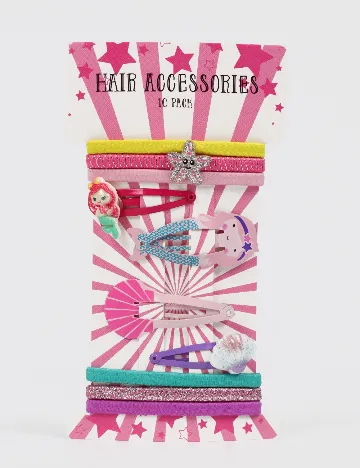 Set clame de par 10 bucati Little Concepts, roz Roz