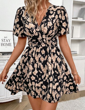 Rochie scurta SHEIN, negru/maro