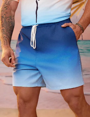 Pantaloni scurti SHEIN Plus Size Men, albastru Albastru