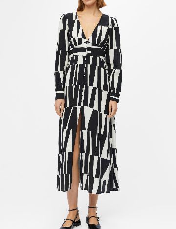 Rochie lunga Object, alb/negru
