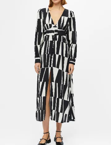 Rochie lunga Object, alb/negru Negru