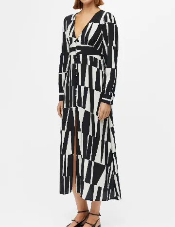 Rochie lunga Object, alb/negru Negru