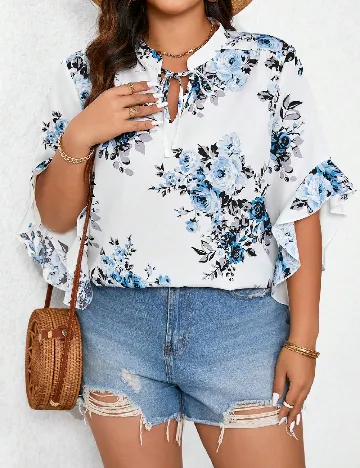Bluza SHEIN CURVE, alb/albastru Alb