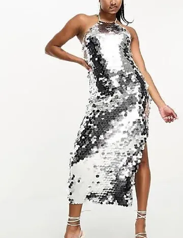 Rochie medie Collective The Label, argintiu Gri