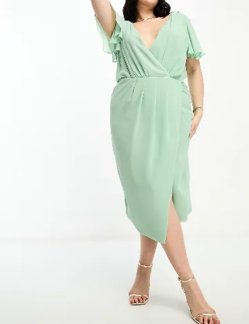 Rochie medie TFNC London Plus Size, verde Verde