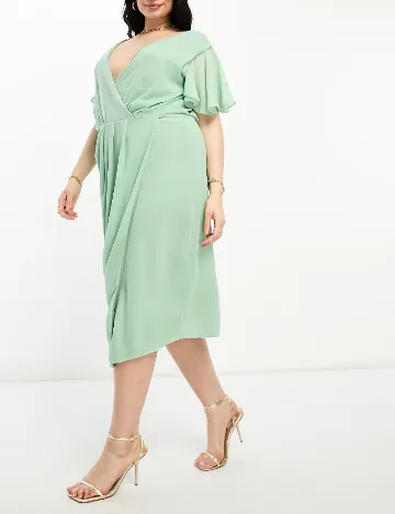 Rochie medie TFNC London Plus Size, verde Verde