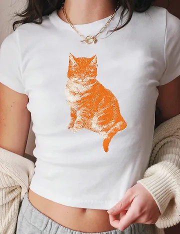 Top SHEIN, alb/portocaliu Alb
