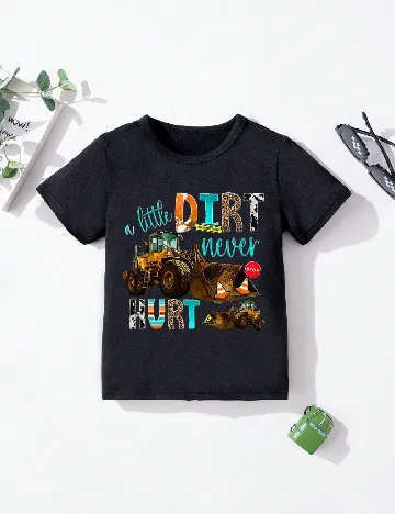 Tricou Shein Kids, negru Negru