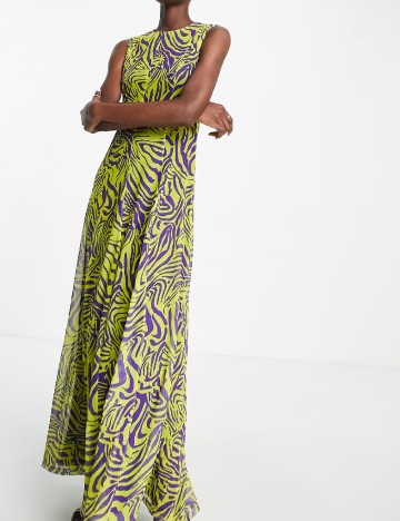 Rochie lunga Top Shop, verde/mov