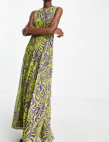 Rochie lunga Top Shop, verde/mov