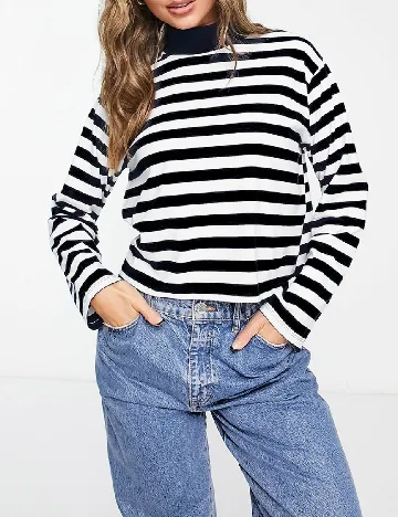Bluza ASOS, alb/negru Negru