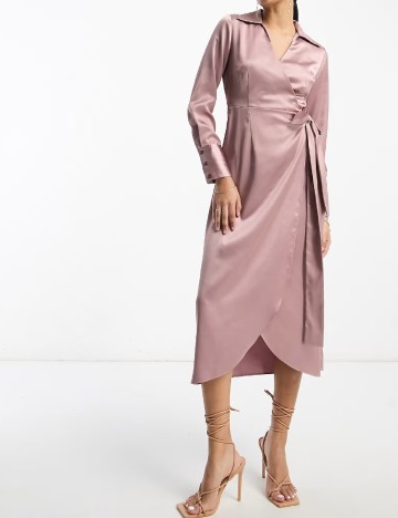 Rochie medie ASOS, roz pudra inchis
