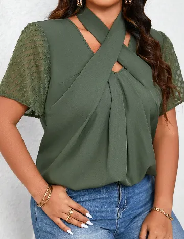 Bluza SHEIN CURVE, verde Verde