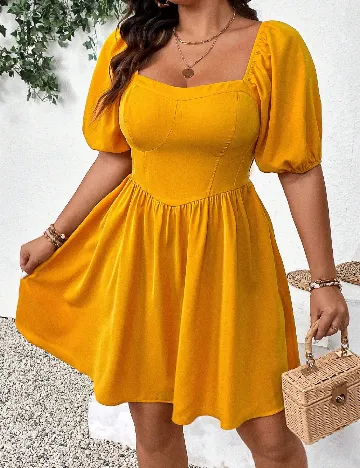 Rochie scurta SHEIN CURVE, mustar Galben