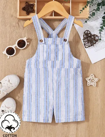Salopeta Shein Kids, alb/albastru Albastru
