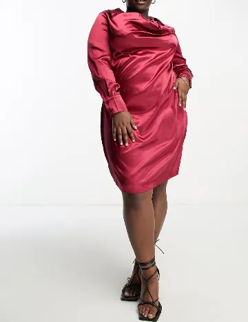 Rochie scurta Urban Threads Plus Size, visiniu Rosu