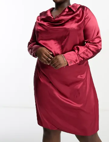 Rochie scurta Urban Threads Plus Size, visiniu Rosu