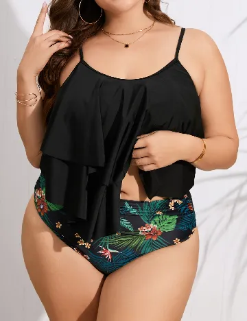 Costum de baie SHEIN CURVE, negru Negru