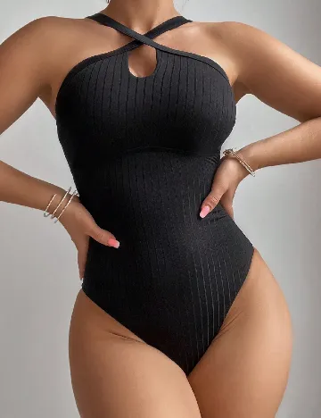 Costum de baie SHEIN, negru Negru