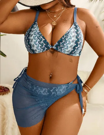 Costum de baie SHEIN CURVE, albastru Albastru