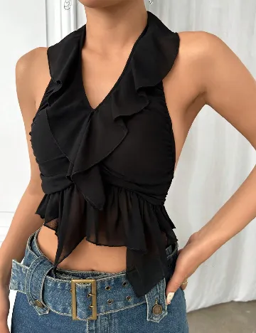 Top SHEIN, negru Negru