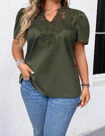 Bluza SHEIN CURVE, verde Verde