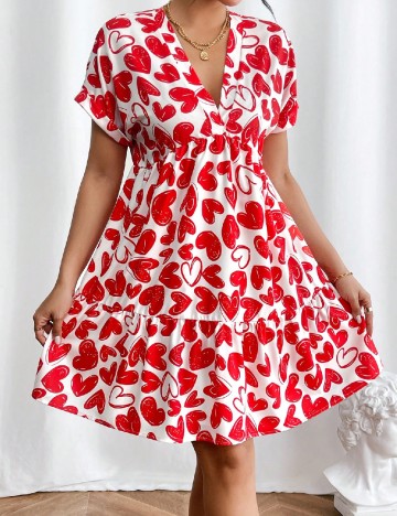 Rochie scurta SHEIN, rosu/alb