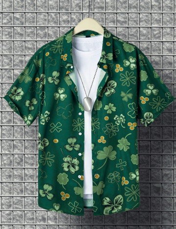 Camasa SHEIN Plus Size Men, verde