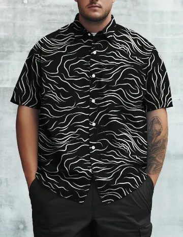 Camasa SHEIN Plus Size Men, negru Negru
