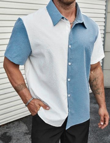 Camasa SHEIN Plus Size Men, albastru