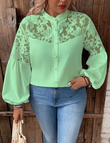 Camasa SHEIN CURVE, verde