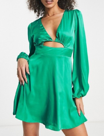 Rochie scurta Parallel Lines, verde