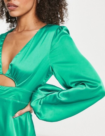 Rochie scurta Parallel Lines, verde