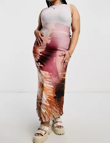 Rochie lunga Collusion Plus Size, mix culori Mix culori