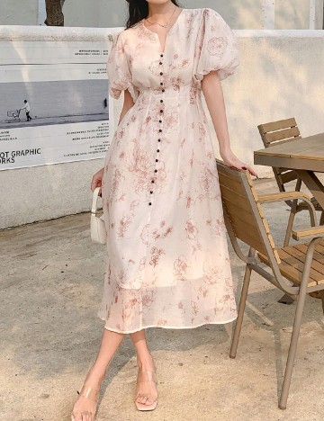 Rochie medie Dazy, crem