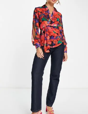 Bluza ASOS, rosu Floral print