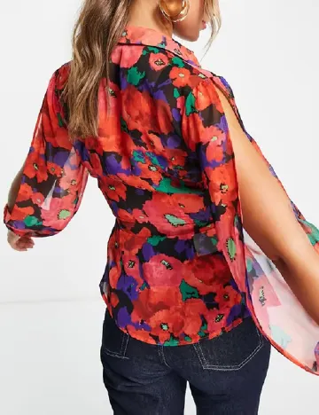Bluza ASOS, rosu Floral print