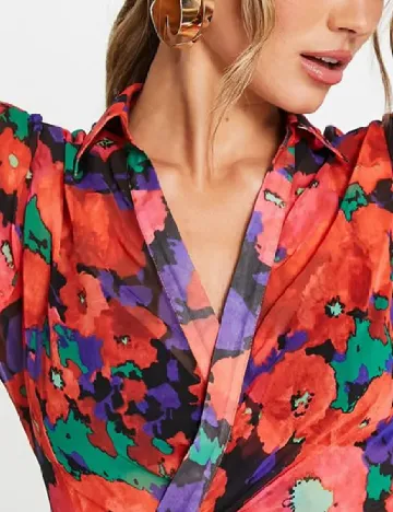 Bluza ASOS, rosu Floral print