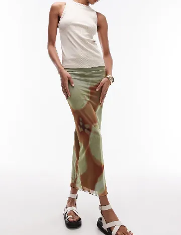 Fusta Top Shop, verde/maro Verde