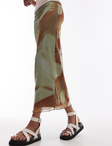 Fusta Top Shop, verde/maro