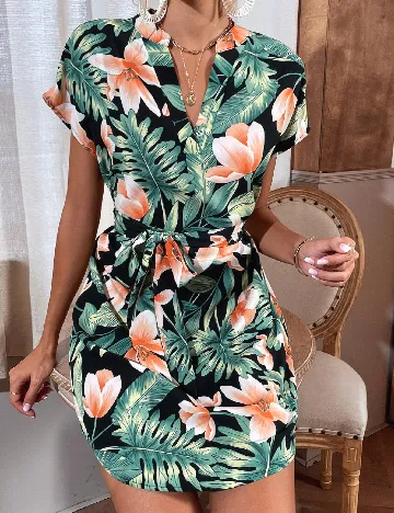 Rochie scurta SHEIN, verde/roz Verde