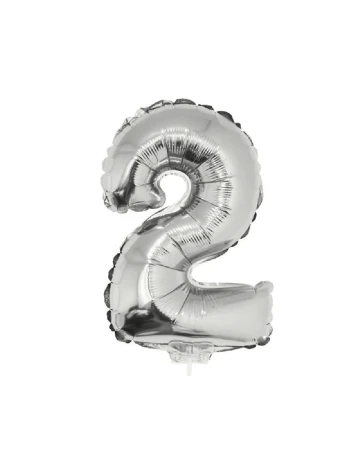 Balon folie cifra 2, argintiu Gri