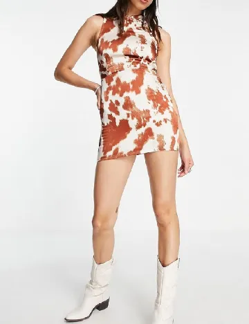 Rochie scurta Reclaimed Vintage, crem/maro Maro
