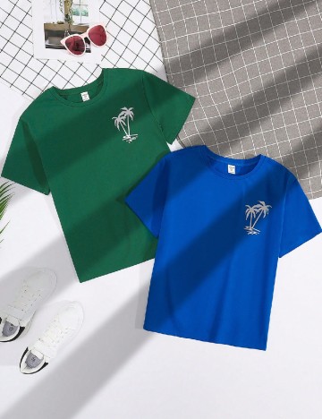 Set Tricouri 2 bucati Shein Kids, mix culori