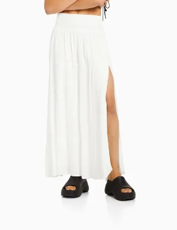 Fusta Bershka, alb Alb
